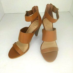 INC Gavi Open Toe Sandal Ankle Strap Cognac